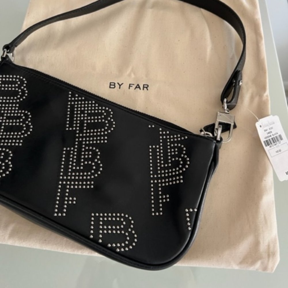 BY FAR Rachel Studded Leather Shoulder Bag